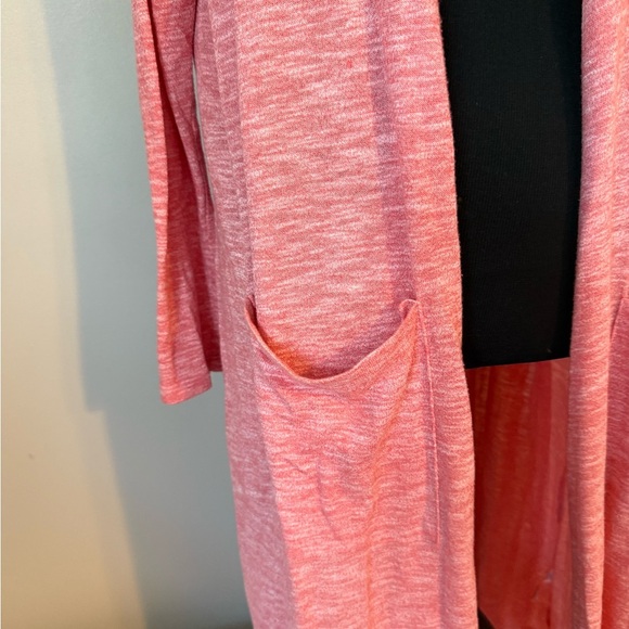 LuLaRoe Red heathered Knit Long Cardigan lightweight size large B27 - Picture 2 of 8
